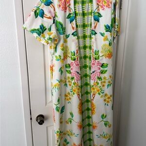 Frances Valentine Floral Maxi Dress - White, Green, Pink, Yellow